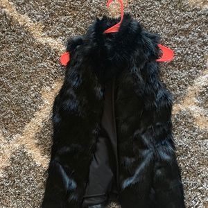 WHBM Black Fur Vest